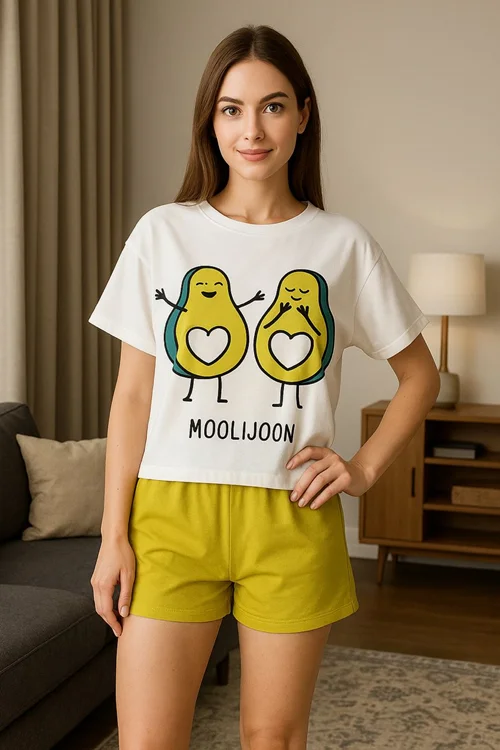 ست تیشرت و شلوارک زنانه mj5-269